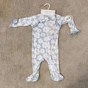 NWT Milkberry bamboo floral pajama & headband size 6-9M